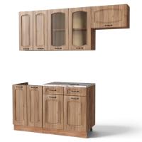 Кухонный гарнитур Равенна Дуб крафт/ Орех антик (Столешница Альберика) 1,4м