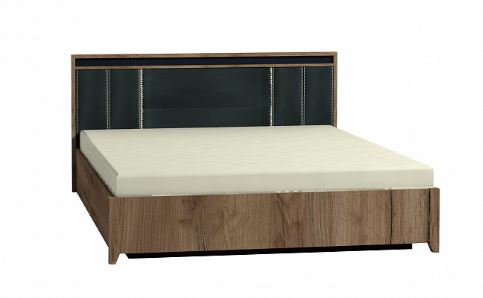 Nature 306 Кровать Люкс + основание с гиб. лам Металл 1800*2000 Дуб табачный Craft-Черный