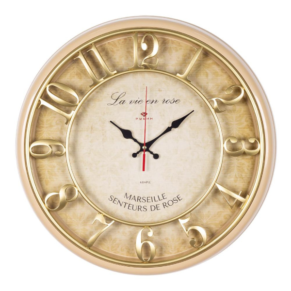 Часы настенные круг d=41 см,корпус бежев с зол 4141-001