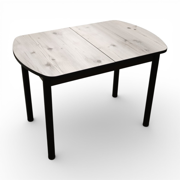 Стол Фаворит 1100(+400)*700 Пластик Бискайск.сосна,бабочка(B5)/ЛДСП бодега темн+опоры(черн)