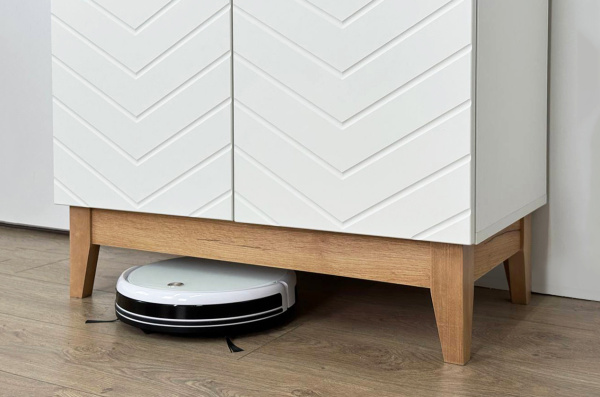 Шкаф двухдверный Хюгге белое дерево/дуб крафт золотой/белый матовый