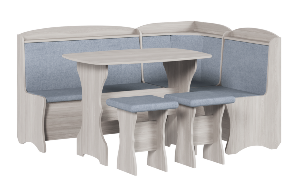 Обеденная группа, Анкор белый (скамья, стол, табурет), Ткань TEDDY 24