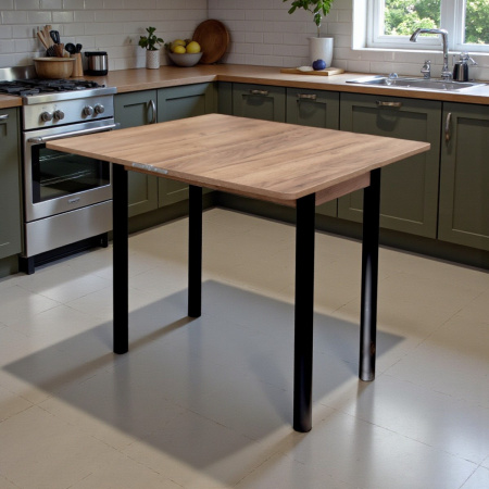 Стол кухонный Уют 4 45(+45)*80*75 Дуб крафт табачн/черный