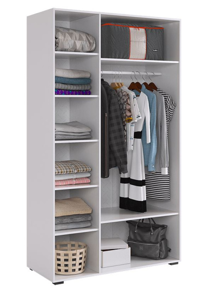 Ева Шкаф 3 дв Фасады глухие/105.01/Белое дерево/Белый матовый