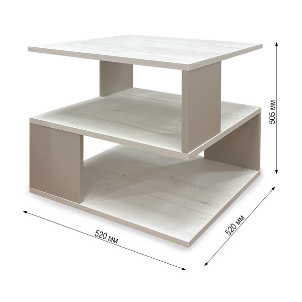 Стол журнальный СЖ-18 Ультра Глиняный серый/Дуб крафт белый