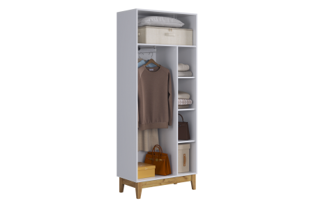 Шкаф двухдверный Хюгге белое дерево/дуб крафт золотой/белый матовый