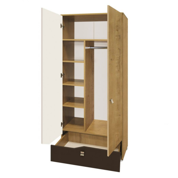 Фрэнд Шкаф плательный (Дуб Бунратти/Белый/Скала/фотопеч