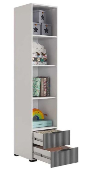 Зефир Шкаф однодверный с ящ 107.03 (белое дерево/чёрный муар/серый (эмаль)