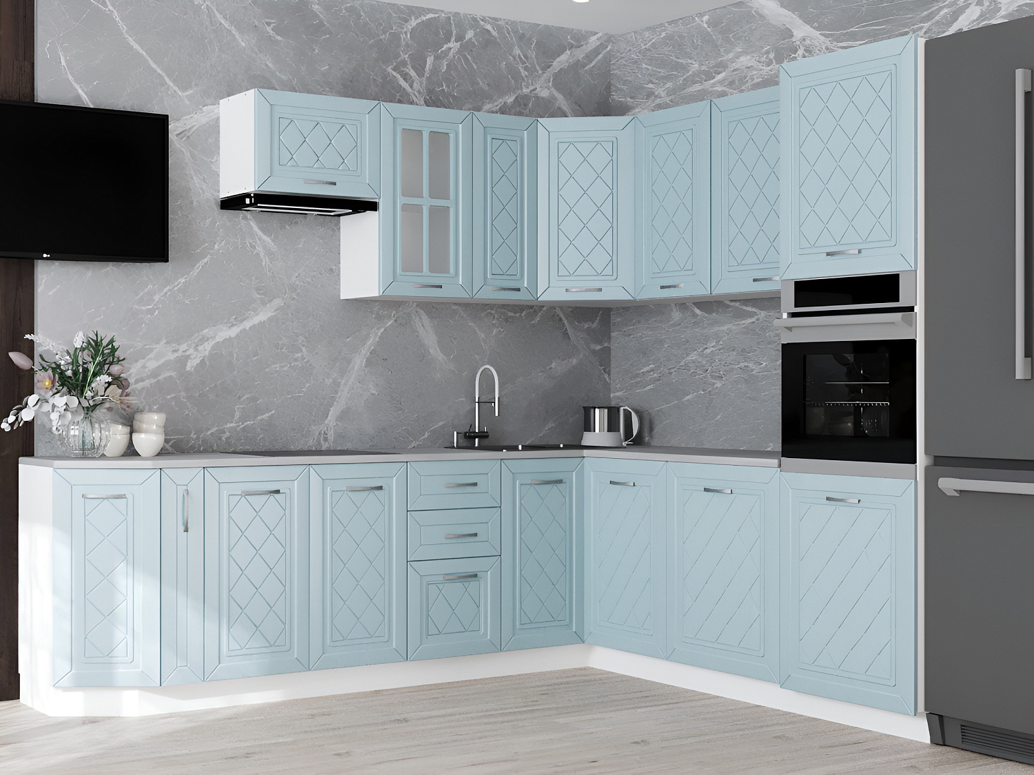 Фасад РОМБ голубой 450 для посудомоечной машины